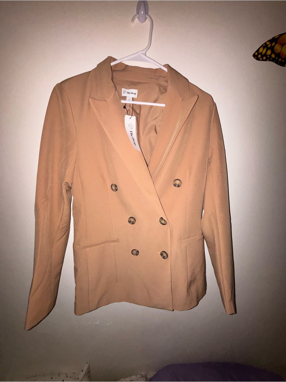 Tailored Double-Breasted Tan Blazer
